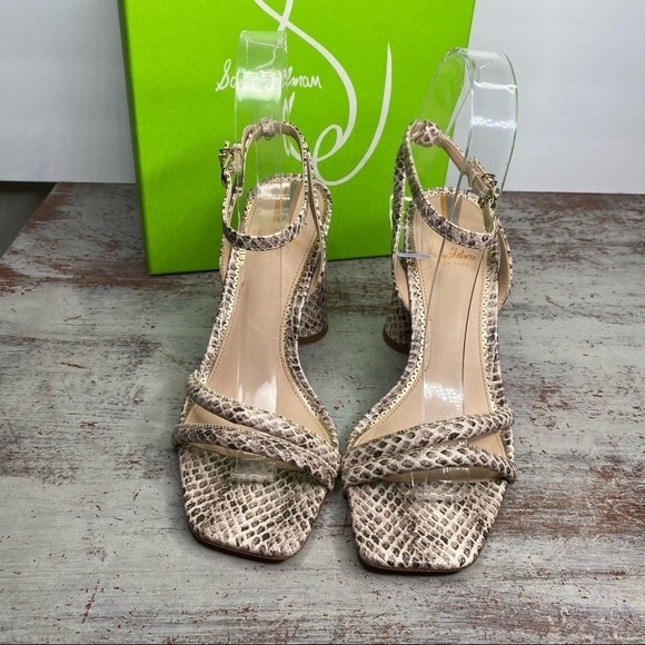 New Sam Edelman KIA BLOCK HEEL SANDAL Shoes 6 Roccia Mamba Snake - Picture 2 of 13
